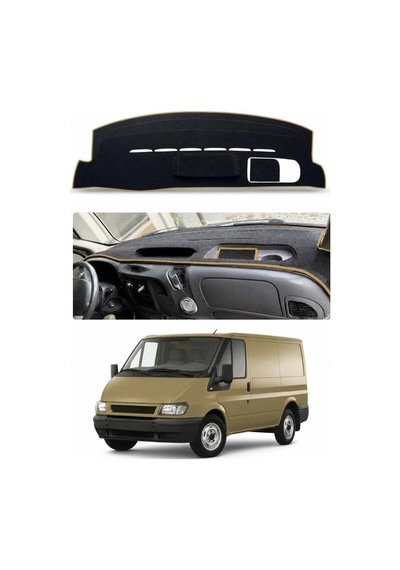 Ford - Transit 2000-2013 Uyumlu Torpido Koruma Kılıfı - Taba Şeritli
