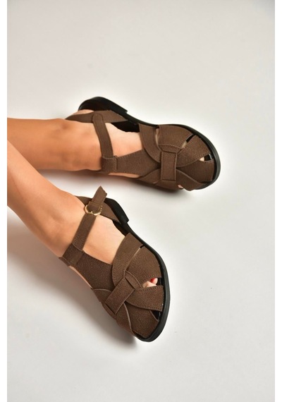 Fox Shoes Y250303002 Kahverengi Süet Kadın Sandalet Kahverengi Fox Shoes Y250303002 Kahverengi Süet Kadın Sandalet Kahverengi