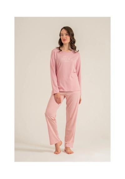 Angbutik Pierre Cardin Pc9294-s Kadın Uzun Kollu Pijama Takımı Gül kurusu