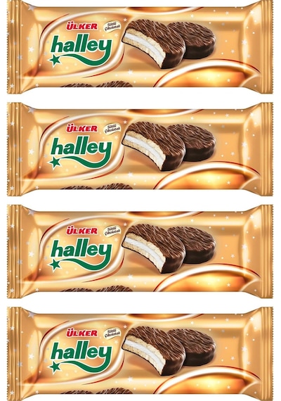 Ülker Halley Çikolata Kaplamalı Sandviç Bisküvi 4'lü 240 G