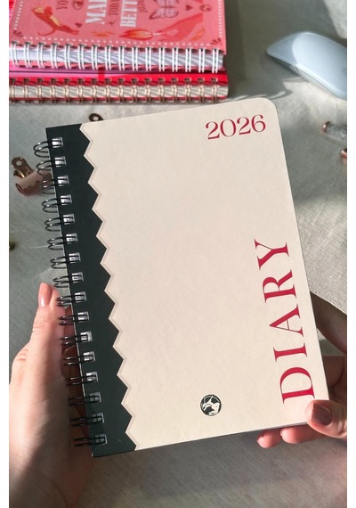 2026 Haftalık Ajanda Spiralli A5 12 Aylık Bold Kırmızı