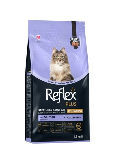 Reflex Plus Pocket Treats Anti - Hairball Somonlu Yetişkin Kısırlaştırılmış Kedi Maması 1.5 Kg