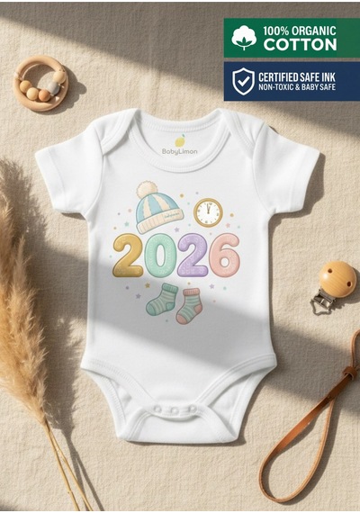 Babylimon İlk Yılbaşı Bebek Zıbını, %100 Organik Pamuk Unisex Body, Kısa Kollu, Pastel Şapka Çorap Desenli Beyaz - 800976239 Beyaz Babylimon İlk Yılbaşı Bebek Zıbını, %100 Organik Pamuk Unisex Body, Kısa Kollu, Pastel Şapka Çorap Desenli Beyaz - 800976239 Beyaz