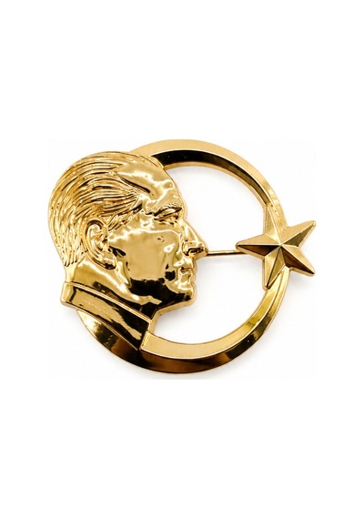 Atatürk Rozet Yıldız Figürlü Şık Yaka Aksesuarı Gold & Gümüş 1 Çok Renkli