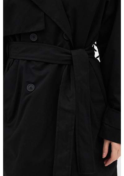 Ressho Kadın Kemerli Uzun Trençkot Su Geçirmez, Astarlı, Oversize Model Siyah