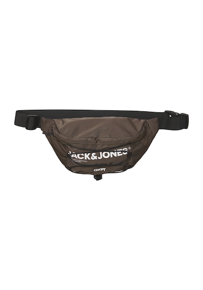 Jack & Jones Erkek Logo Baskili Fermuarli Çanta - Zitrus 12263790 Shitake Kahverengi
