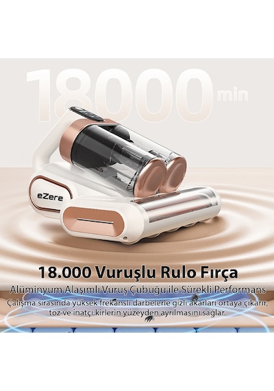 Ezere Dustaway 17000 PA Güçlü Kablosuz Akar Ve Toz Uv Işıklı Yatak Ve Koltuk Temizleyici