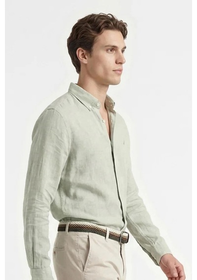 Nautica Erkek Yeşil Regular Fit Keten Gömlek-15327