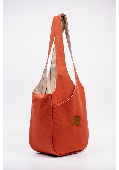Fabric Craft Bag Omuz Çantası Duck Kumaş Astarlı Büyük Boy Günlük Tote Kırmızı