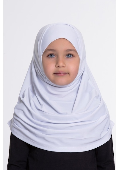Hürrem Bone Beyaz Pratik Hazır Geçmeli Çocuk Tesettür Bone Sandy Kumaş Kendin Beyaz