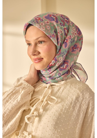 Silk Home Soft Eşarp 73090-20 Pastel Yeşil, Eflatun, Pembe, Somon Pembe