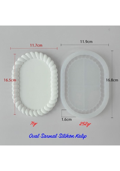 Oval Şeklinde Sarmal Alçı & Taş Tozu, Hobi Döküm Çalışmaları İçin Esnek Silikon Kalıp 1 Adet