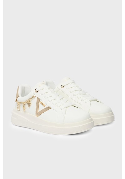 Guess Ebetts Aksesuar Detaylı Deri Sneaker Ayakkabı Fltbttlea12 Bayan Ayakkabı Fltbtt Lea12 Whpla Beyaz-gold