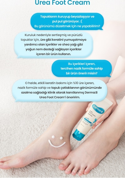 Kuru Ve Çatlamış Topuklar İçin, Peeling Etkili Nemlendirici Ayak Kremi Derma:b Urea Foot Cream