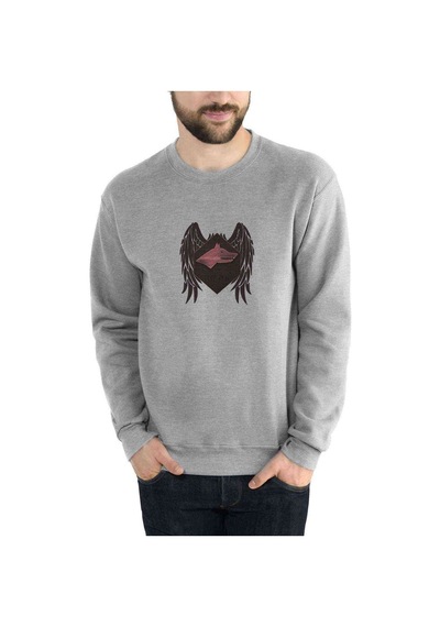 Selçuklu Kahverengi Kartalı Göktürk Baskılı Gri Erkek Sweatshirt