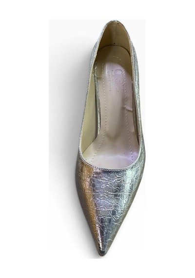 By Doğanrenas Kadın İnce Topuk Çatlak Rugan Suni Deri Stiletto Gümüş - 942587474 Gümüş