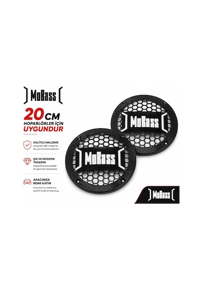 Mobass 20cm Hoparlör Kapağı - Mobass Logolu Plastik Midrange Hoparlör Kapak 20 Cm - 2 Adet