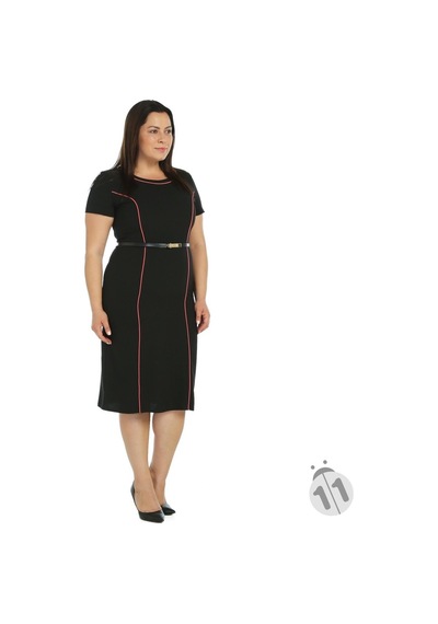 4084Ssm-Nidya Moda Büyük Beden Elbise Biyelikrep Siyah