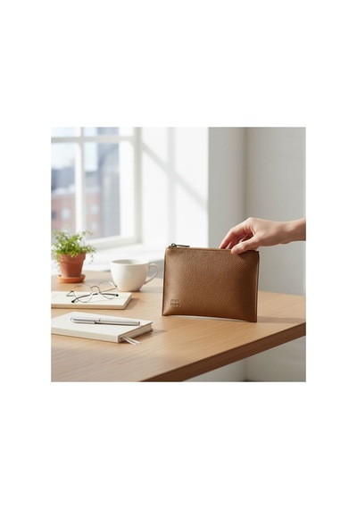 Plush Studıo Istanbul Noır Case Deri Clutch El Çantası Şık, Minimal & Zamansız Tasarım Taba Taba