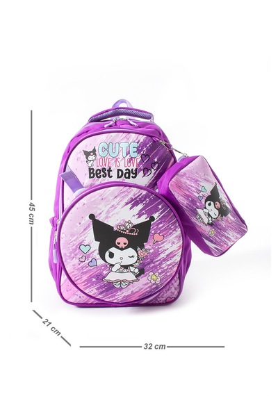Kuromi Baskılı Okul Çantası Termal Beslenme Ve Kalemlik Mor