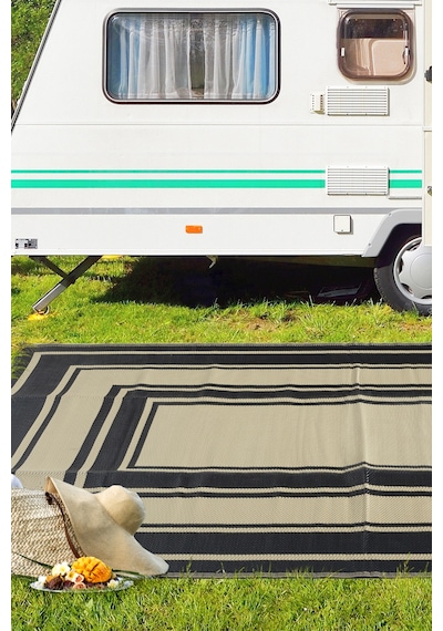 Savana Xl Plaj Kamp Karavan Piknik Bahçe Halısı Balkon Teras Hasır Mat Savan Halı 240x330 Siyah