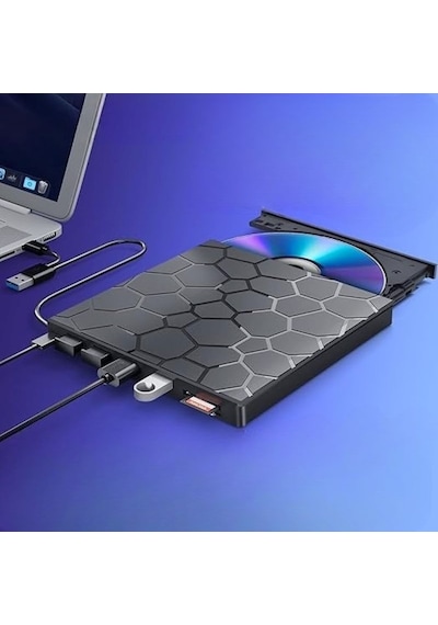 Techtic 8 Si 1 Arada Harici Cd Dvd Yazıcı Usb 3.0 Type-c Çoklu Usb Hub, Sd/tf Kart Okuyucu, Taşınabilir Optik Sürücü