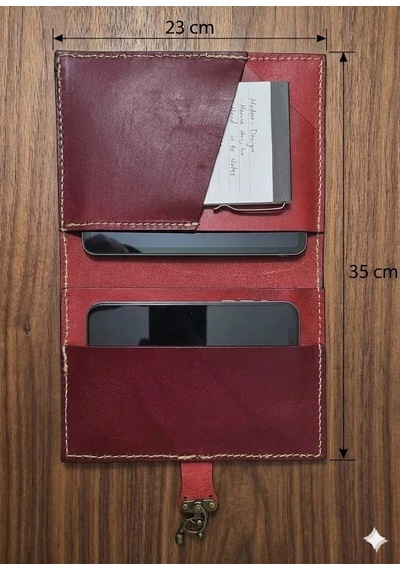 Otohousse El Yapımı Deri Tablet Organizer Kılıfı 8.5 İnç Tablet Uyumlu Kirmizi
