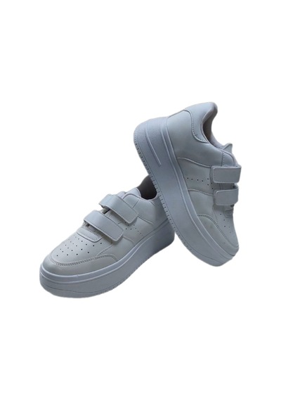 Ortopedik Yüksek Kaymaz Tabanlı Çift Cırtlı Unisex Spor Ayakkabı Beyaz