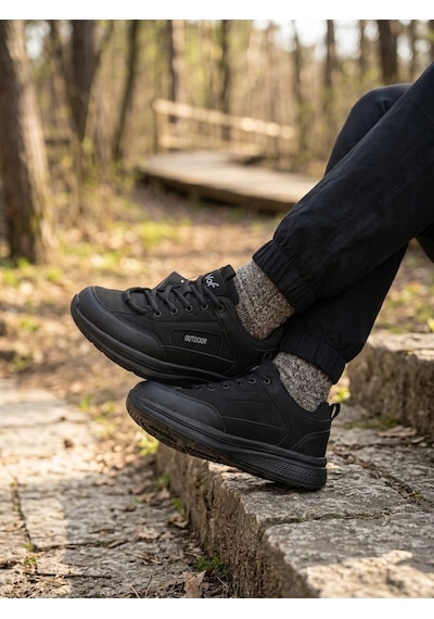 Volis M-25820 Siyah Bağcıklı Memory Foam Taban Günlük Erkek Sneaker Ayakkabı