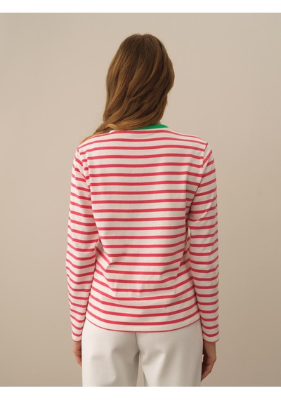 Xint Pembe Regular Fit Bisiklet Yaka Pamuk Uzun Kol Tişört 602317