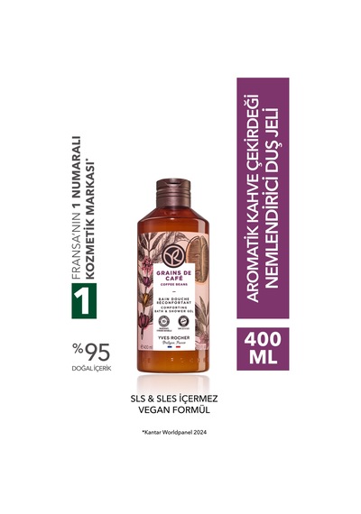 Yves Rocher Duş Jeli - Nemlendirici Aromatik Kahve Çekirdeği - Sls,sles İçermez,vegan-400ml Diğer
