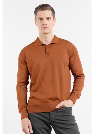 İmza Kiremit Polo Yaka Cepsiz Comfort Fit Classic Pamuklu Triko Kazak 1012255155 İmza Kiremit Polo Yaka Cepsiz Comfort Fit Classic Pamuklu Triko Kazak 1012255155