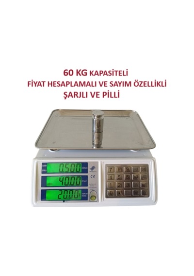 60 Kg Terazi-fiyat Hesaplamalı-sayım Özellikli-pilli Ve Şarjlı