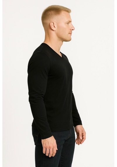Axxel Erkek Siyah Uzun Kollu T-shirt-d236 Siyah