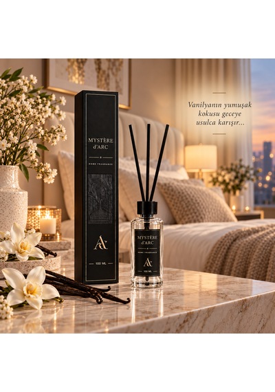 Premium Oda Kokusu Bambu Çubuklu Beyaz Şişe 100 Ml Vanilya