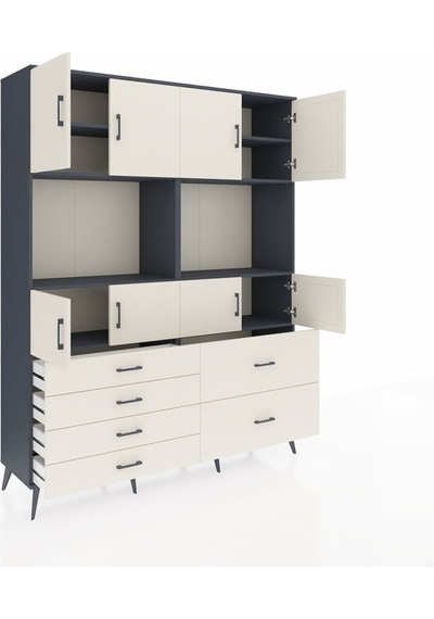 Hyperion Gardrop 8 Raflı 6 Çekmeceli 8 Kapaklı 176x44x221 Antrasit-aytaşı Aytaşı Hyperion Gardrop 8 Raflı 6 Çekmeceli 8 Kapaklı 176x44x221 Antrasit-aytaşı Aytaşı