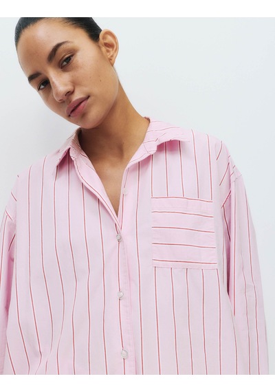Marks & Spencer Çizgili Pijama Üstü T37003703T Pembe