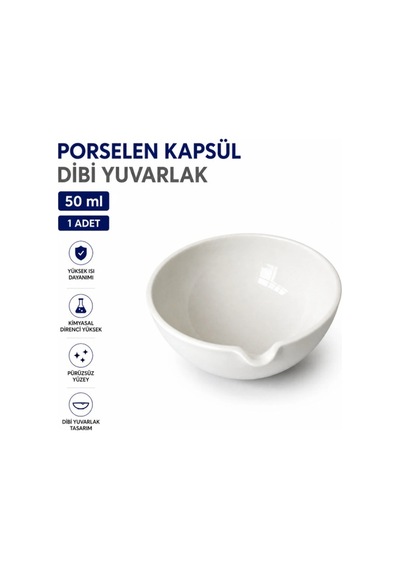 Porselen Kapsül 50 Ml Dibi Yuvarlak 1 Adet
