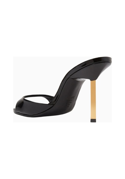 Schutz Open-toe 87 Siyah Patent Deri, Ince Bantlı Ve Metalik Topuklu Sandalet