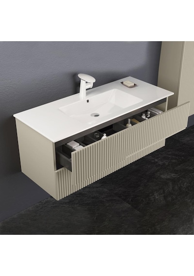 Orka Moonlight 120 Cm Mat Vizon Banyo Dolabı Alt Modül Ve Lavabo Krem Orka Moonlight 120 Cm Mat Vizon Banyo Dolabı Alt Modül Ve Lavabo Krem