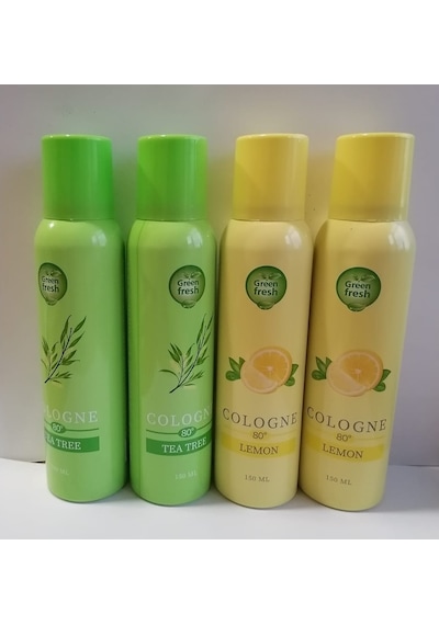 Green Fresh 80 Derece Limon Kolonyası Sprey 150 ML x 2+80 Derece Çay Ağacı Kolonya Sprey 150 ML x 2