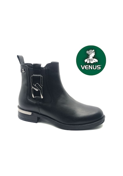 Venüs Apricus Hakiki Deri Düz Kaymaz Taban Ortopedik Kadın Bot Siyah