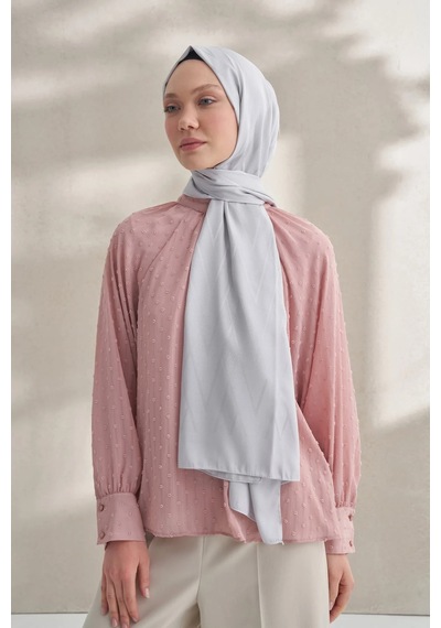 Armanda Krep Jakar Prizma Desen Şal - 70 X 190 Gümüş