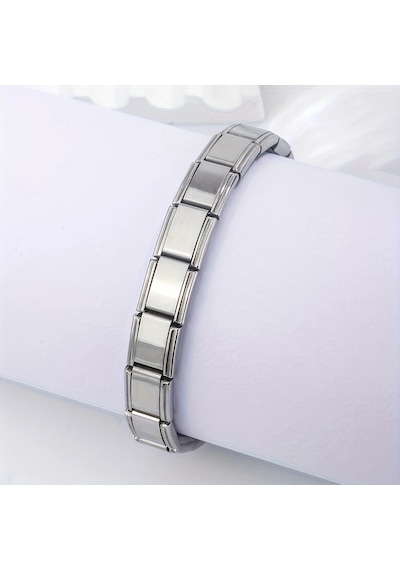 Çelik Bileklik İtalyan Charm Yazısız Model Unisex Erkek Kadın 3 Mm 18 Cm Gümüş Silver Gümüş