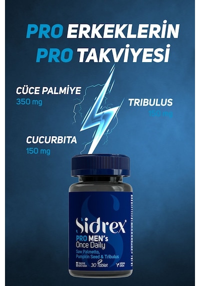 Sidrex Pro Men's Once Daily Cüce Palmiye Eki İçeren Takviye Edici Gıda 30 Tablet