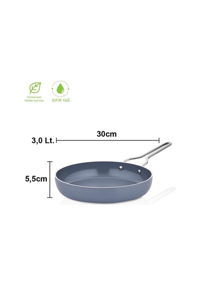 Sera Nova Yanmaz Yapışmaz Seramik Tava 30 Cm Gri Belirtilmemiş