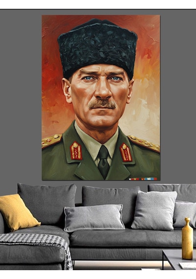 Mustafa Kemal Atatürk Portre Dekoratif Kanvas - Mdf Ahşap Tablo