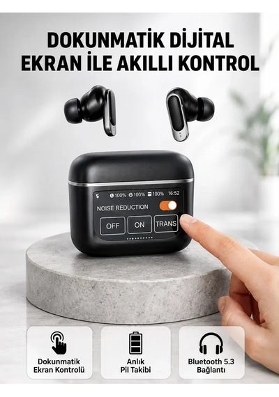 Bluetooth 5. 3 Anc Kablosuz Kulaklık Dokunmatik Kontrol, Dijital Ekran Ve Uzun Pil Ömrü Diğer