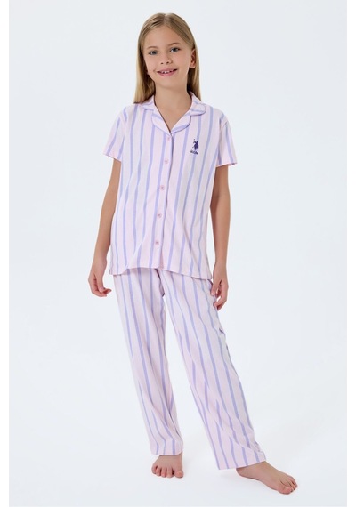 U.S. Polo Assn. Kız Çocuk Mor Gömlek Pijama