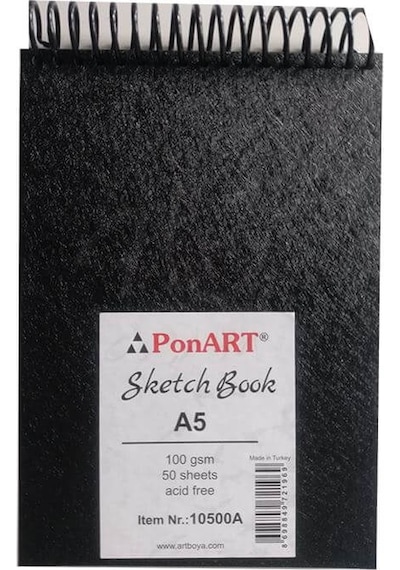Ponart Sketch Book Üstten Spiralli Çizim Defteri 100G A5 50 Sy